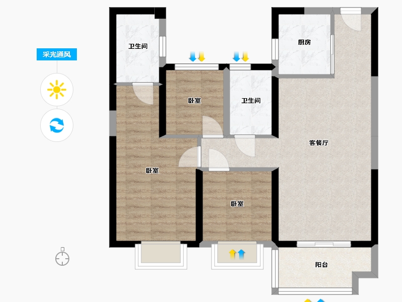 湖北省-宜昌市-碧桂园·云廷-76.35-户型库-采光通风