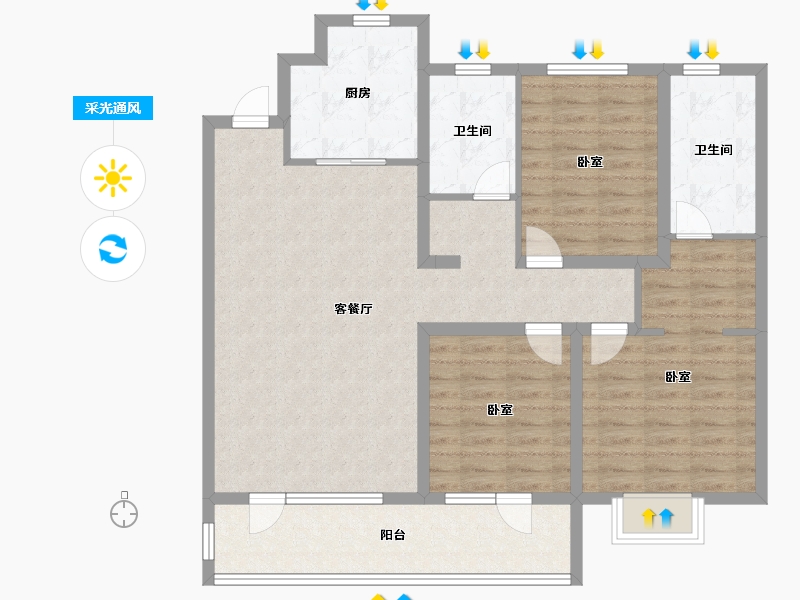 山东省-济宁市-涌泰观澜-104.00-户型库-采光通风