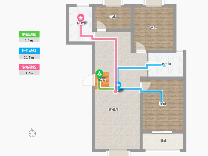 安徽省-宿州市-新都市华庭-90.00-户型库-动静线