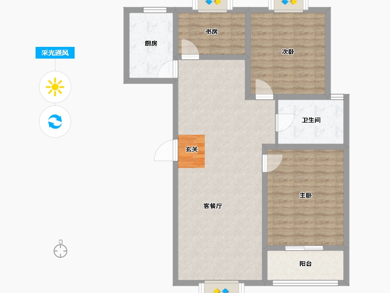 安徽省-宿州市-新都市华庭-90.00-户型库-采光通风