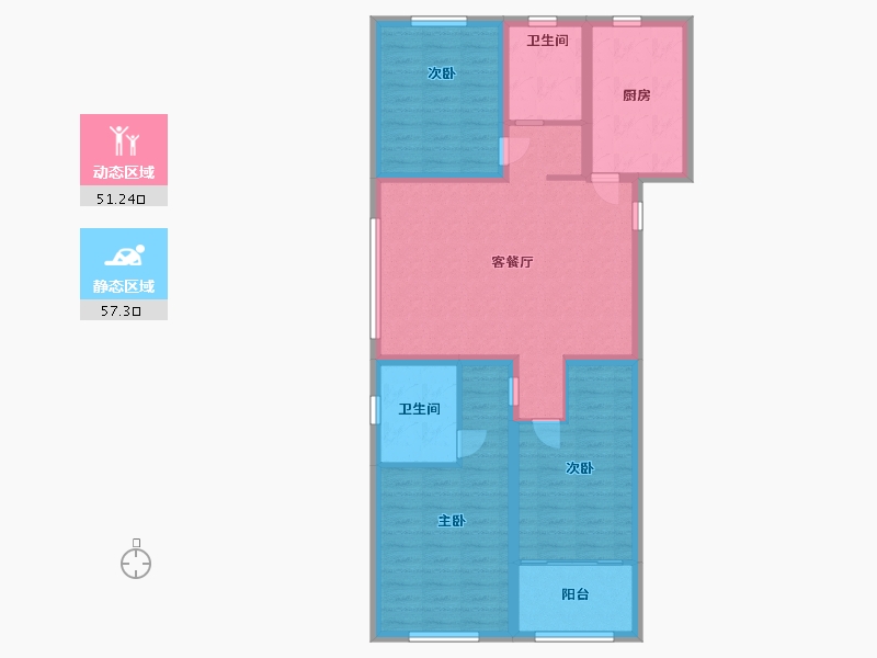 山东省-潍坊市-中鲁翰香苑-96.94-户型库-动静分区