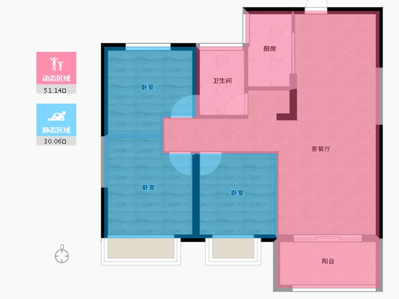 湖北省-十堰市-楚天都市熙园-72.92-户型库-动静分区