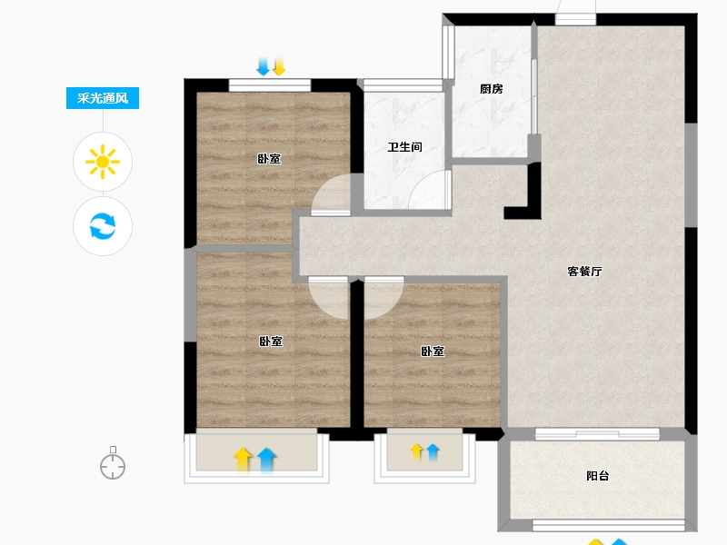 湖北省-十堰市-楚天都市熙园-72.92-户型库-采光通风