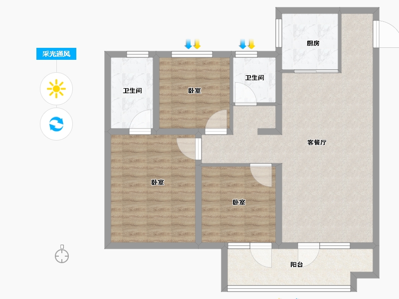 山东省-烟台市-力高清悦华府-87.00-户型库-采光通风