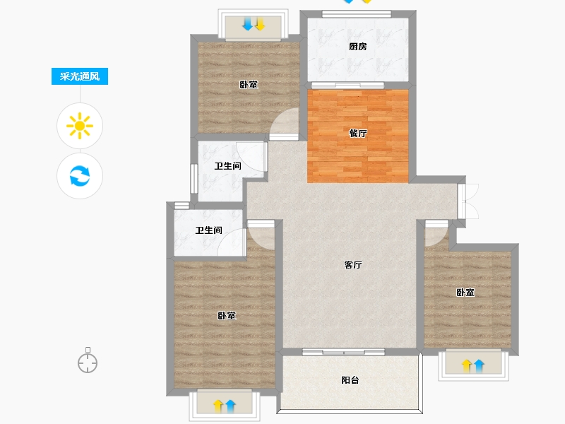 河南省-信阳市-东岸雅居-101.01-户型库-采光通风