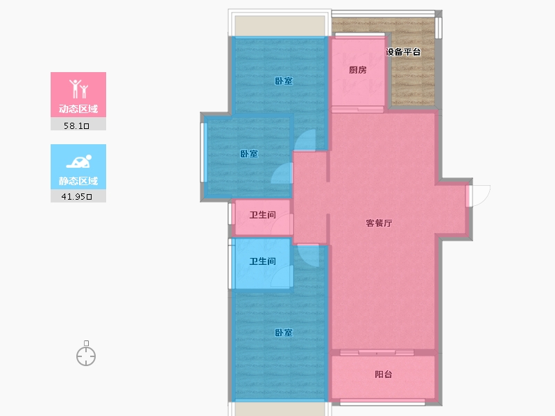 湖北省-十堰市-楚天都市熙园-96.80-户型库-动静分区