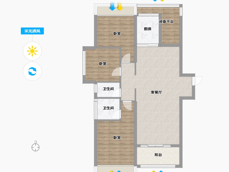 湖北省-十堰市-楚天都市熙园-96.80-户型库-采光通风