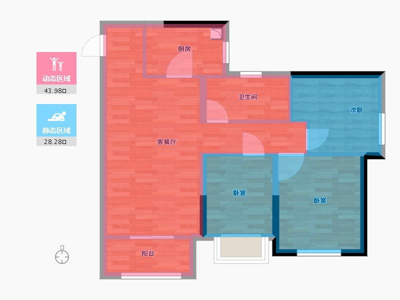 湖南省-长沙市-龙湖紫宸-64.19-户型库-动静分区