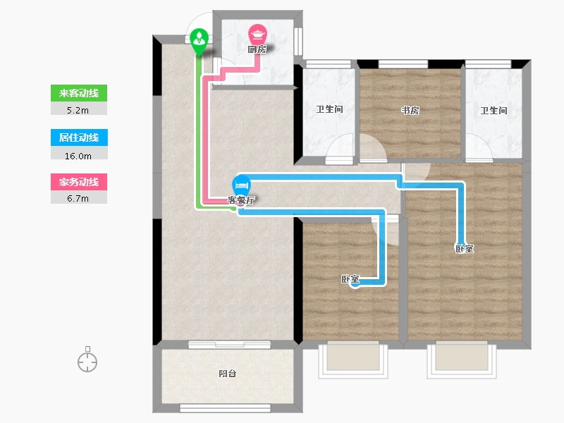 湖北省-十堰市-楚天都市熙园-85.84-户型库-动静线