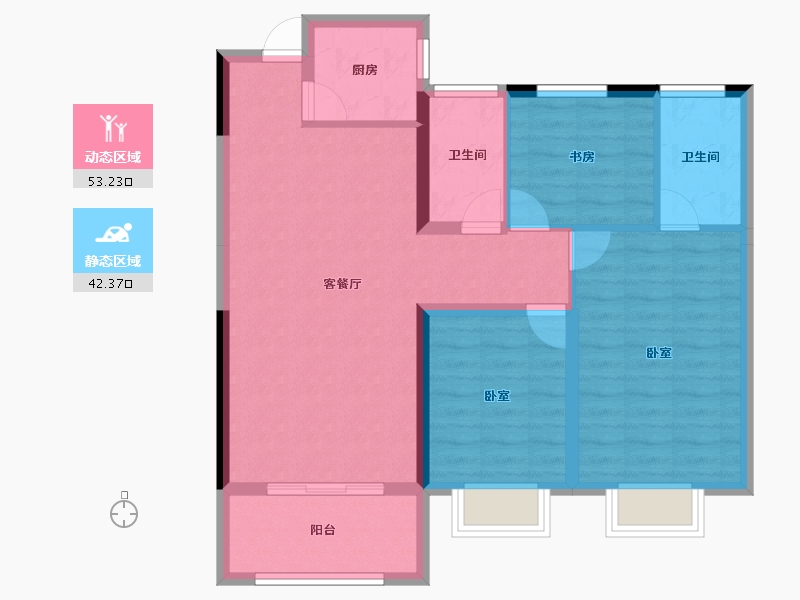 湖北省-十堰市-楚天都市熙园-85.84-户型库-动静分区