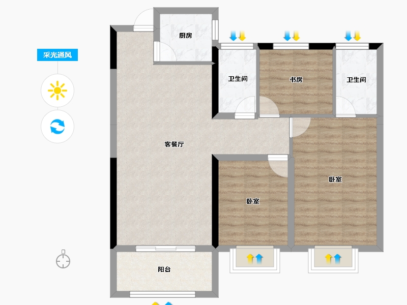 湖北省-十堰市-楚天都市熙园-85.84-户型库-采光通风