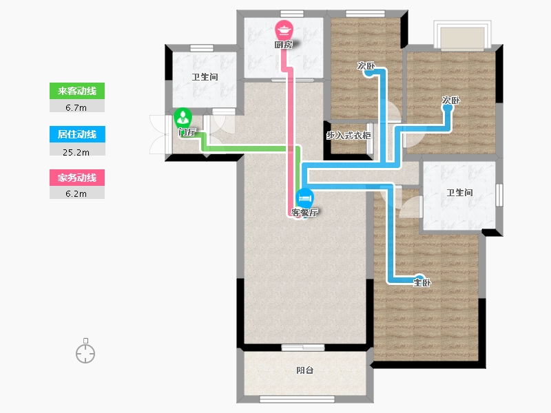 湖南省-长沙市-丽景华庭三期-105.83-户型库-动静线