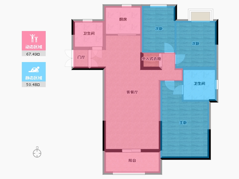 湖南省-长沙市-丽景华庭三期-105.83-户型库-动静分区