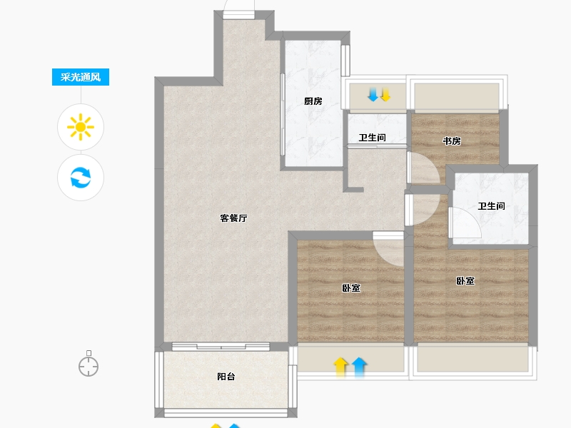 湖北省-十堰市-大家十里桃源-78.00-户型库-采光通风