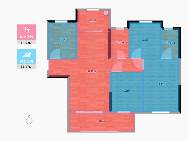 湖南省-长沙市-龙湖紫宸-96.05-户型库-动静分区