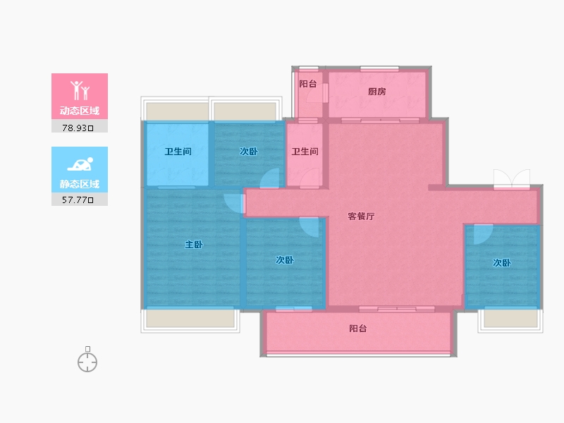 湖南省-株洲市-株洲醴陵旗滨•公园里-124.15-户型库-动静分区