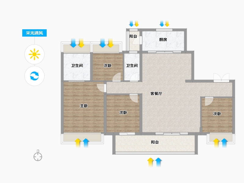 湖南省-株洲市-株洲醴陵旗滨•公园里-124.15-户型库-采光通风