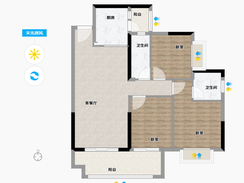 湖北省-荆州市-万森国际广场-97.00-户型库-采光通风