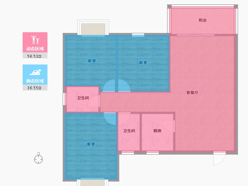 湖北省-十堰市-宏锦天地-85.09-户型库-动静分区