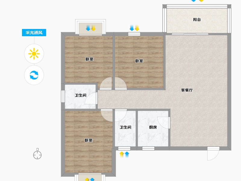 湖北省-十堰市-宏锦天地-85.09-户型库-采光通风