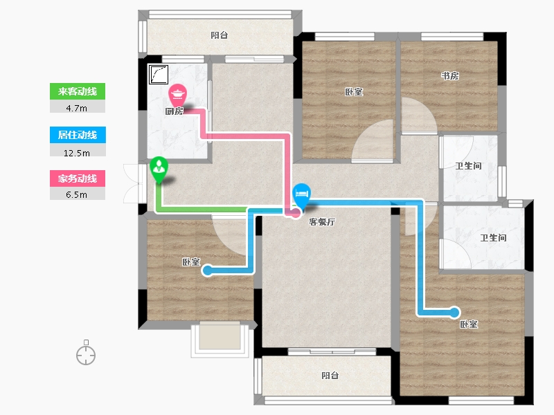 湖南省-长沙市-鑫远·翡丽郡-102.00-户型库-动静线