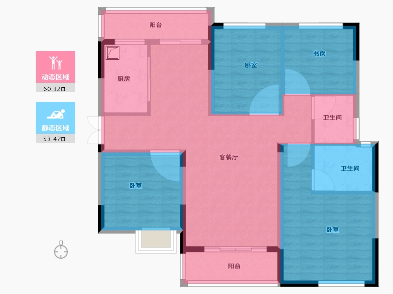 湖南省-长沙市-鑫远·翡丽郡-102.00-户型库-动静分区