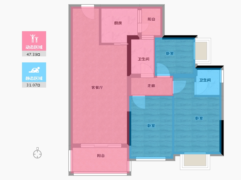 广东省-佛山市-碧桂园翡翠郡-69.26-户型库-动静分区