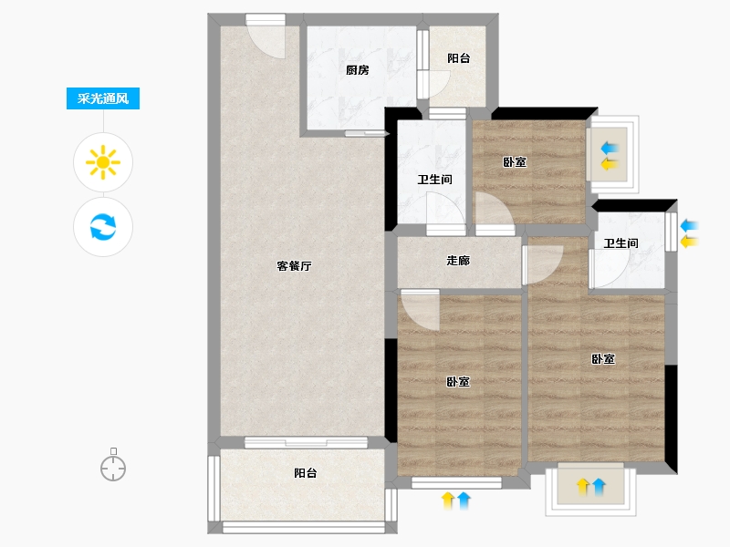 广东省-佛山市-碧桂园翡翠郡-69.26-户型库-采光通风