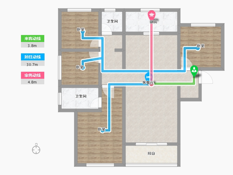 湖北省-荆州市-玫瑰湾小区-108.00-户型库-动静线