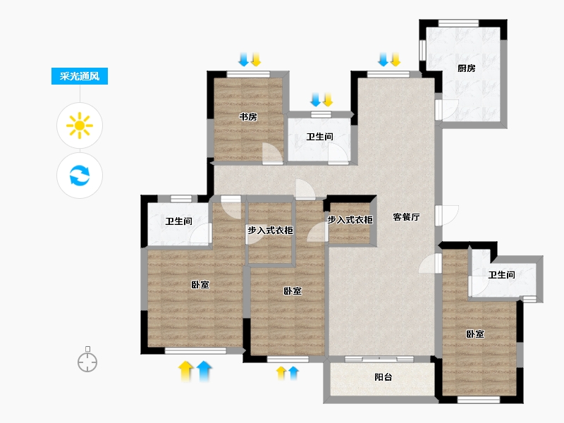 湖北省-武汉市-中城新时代-114.00-户型库-采光通风