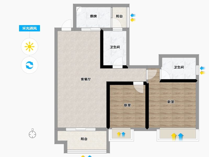 广东省-江门市-方圆月岛首府-78.71-户型库-采光通风