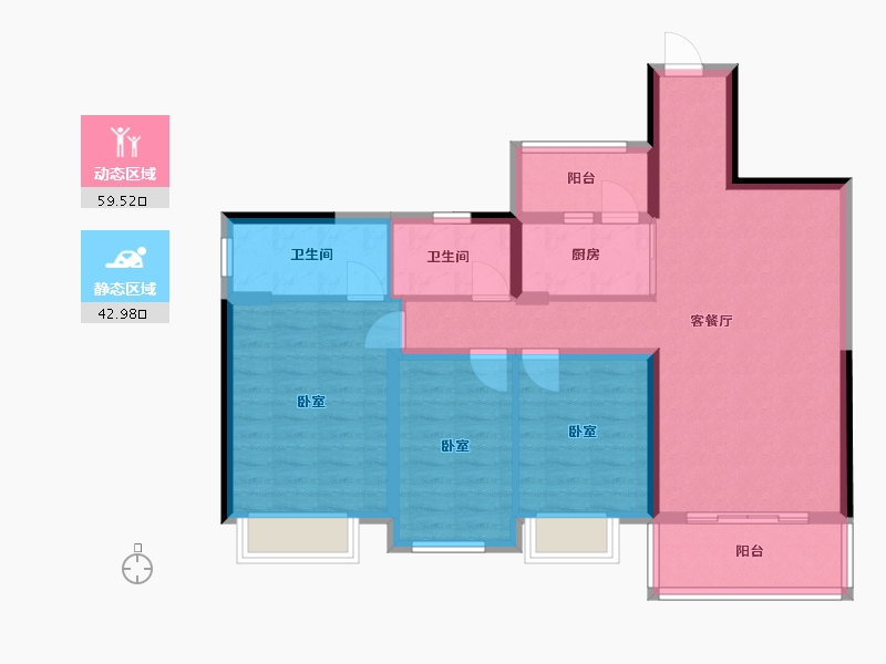 广东省-佛山市-郁南碧桂园-91.16-户型库-动静分区