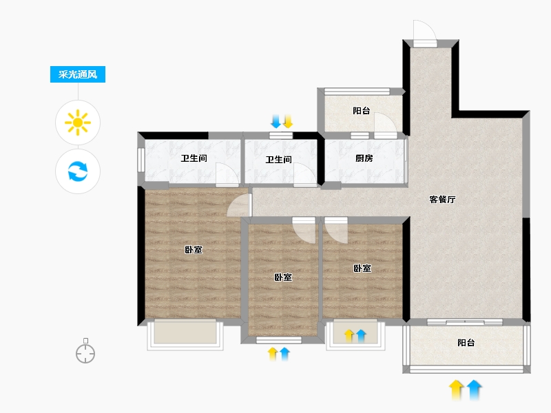 广东省-佛山市-郁南碧桂园-91.16-户型库-采光通风