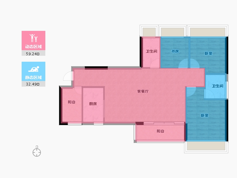 广东省-湛江市-建实碧绿花园-83.42-户型库-动静分区