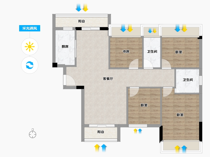 广东省-江门市-缤纷汇广场-88.34-户型库-采光通风