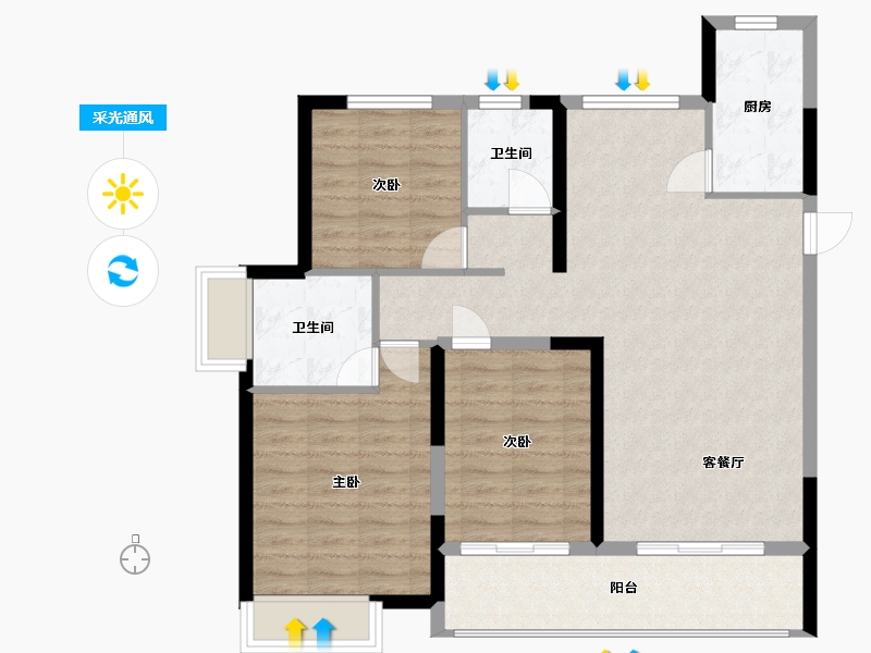 安徽省-蚌埠市-柏庄香府-93.08-户型库-采光通风