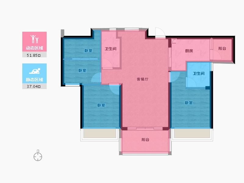 广东省-江门市-碧桂园·滨江天际-79.19-户型库-动静分区