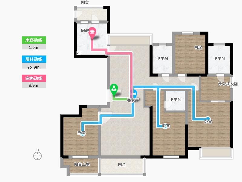 浙江省-宁波市-余姚中梁首府-134.00-户型库-动静线