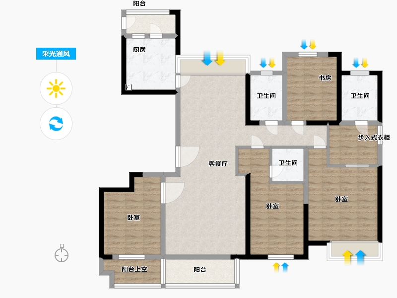 浙江省-宁波市-余姚中梁首府-134.00-户型库-采光通风