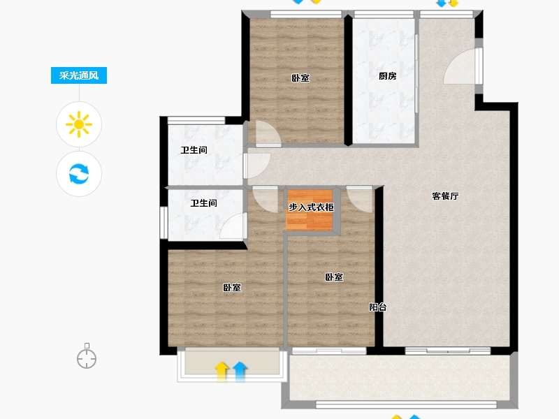 湖北省-武汉市-融侨滨江城-104.00-户型库-采光通风