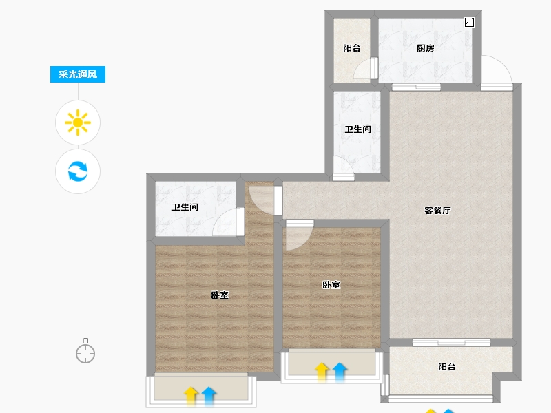 广东省-江门市-方圆月岛首府-84.65-户型库-采光通风