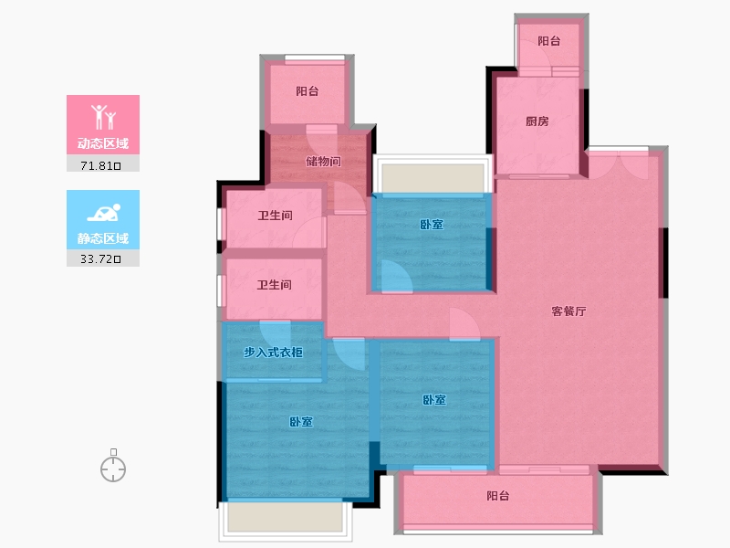 湖南省-岳阳市-岳阳未名府-93.95-户型库-动静分区