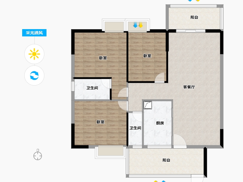 广东省-湛江市-建实碧绿花园-124.18-户型库-采光通风