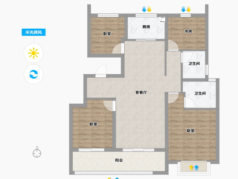 浙江省-宁波市-慈城金茂逸墅-97.04-户型库-采光通风