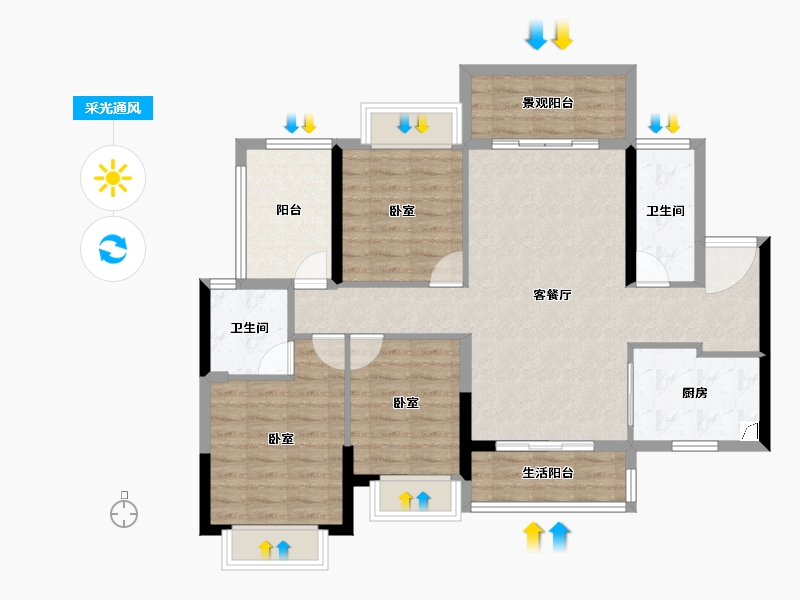 广东省-湛江市-湛江爱琴海国际广场-99.05-户型库-采光通风