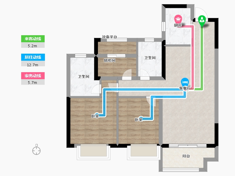 浙江省-宁波市-宝龙余姚珑润广场-73.99-户型库-动静线