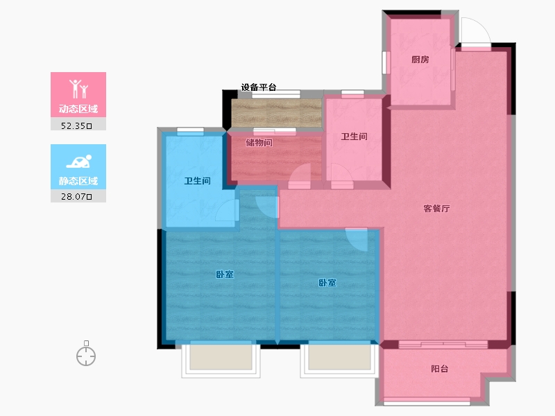 浙江省-宁波市-宝龙余姚珑润广场-73.99-户型库-动静分区