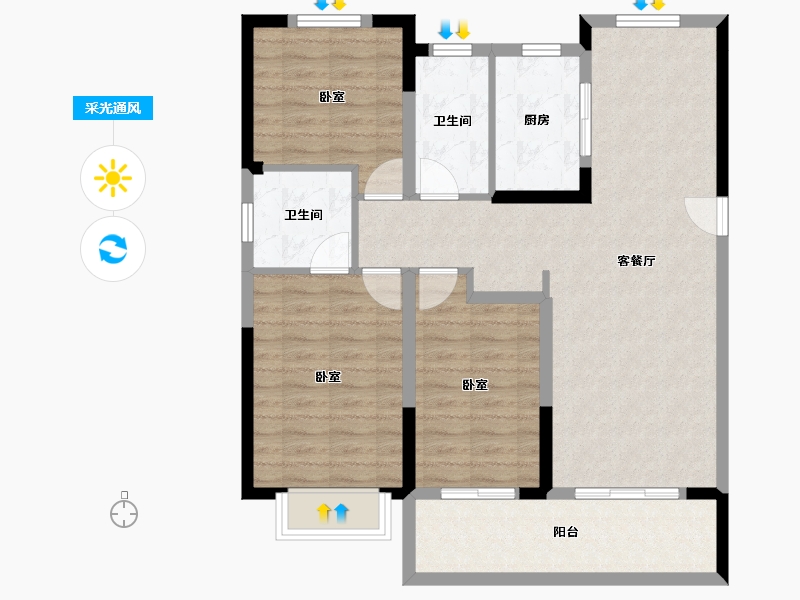 湖北省-武汉市-中建中法之星-91.88-户型库-采光通风