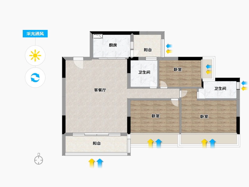 广东省-广州市-广州碧桂园樾时光-80.00-户型库-采光通风