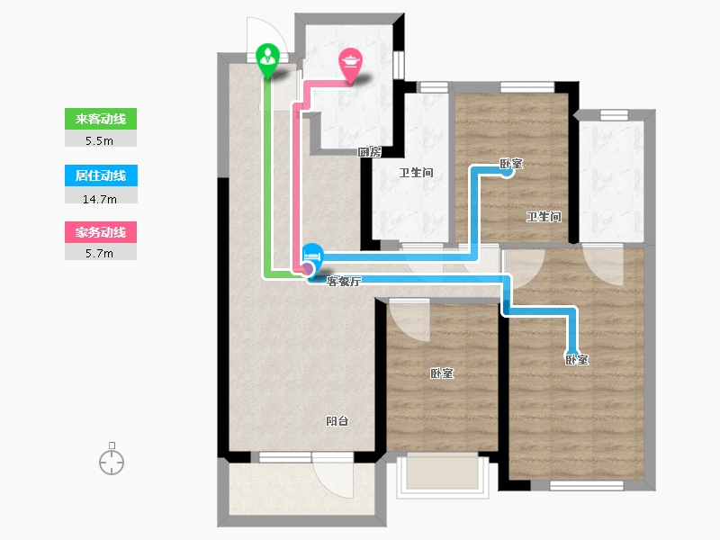 湖北省-武汉市-兰亭大境-84.00-户型库-动静线